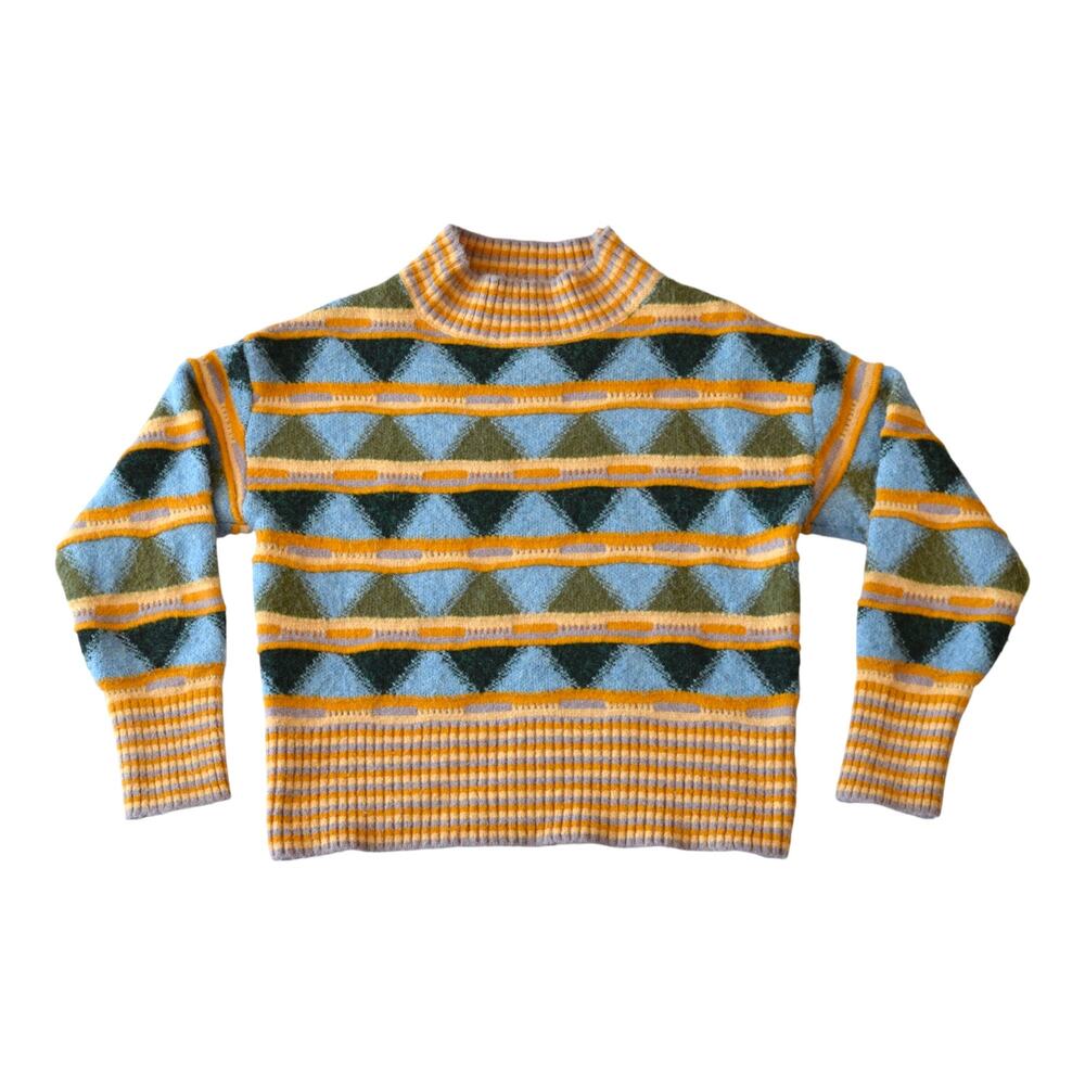 Beulah Geometric Knit Mock Neck Sweater - Size SM
